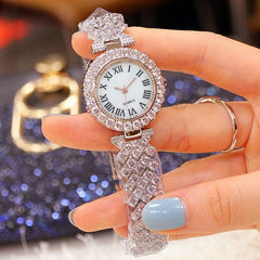 Silver Roman Diamond Women Quartz Watch-1915198113434439682