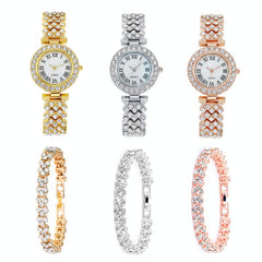 Rose Gold Roman Diamond Women Quartz Watch-1915197968886140929