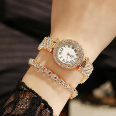Rose Gold Roman Diamond Women Quartz Watch-1915197968886140932