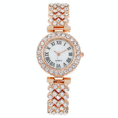 Rose Gold Roman Diamond Women Quartz Watch-1915197968886140928