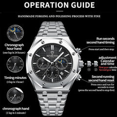 Waterproof Multifunctional Business Watch - Luminous Quartz-1915197829719134210