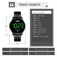 Stainless Steel Led Touch Watch - Gold Simple & Luminous-1915198133655179271