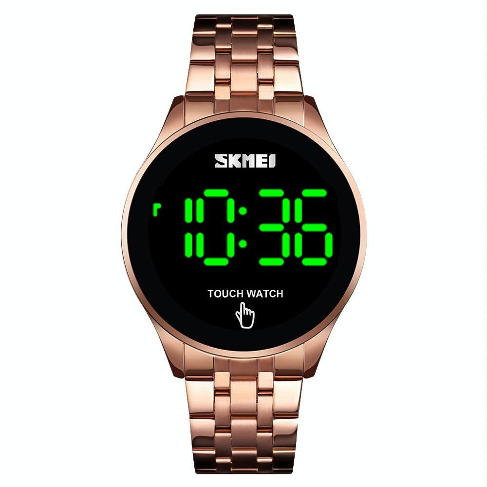 Stainless Steel Led Touch Watch - Rose Gold-1915197983893360648