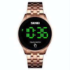 Stainless Steel Led Touch Watch - Rose Gold-1915197983893360648