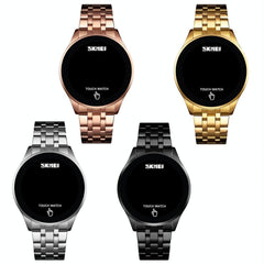 Stainless Steel Led Touch Watch - Rose Gold-1915197983893360641