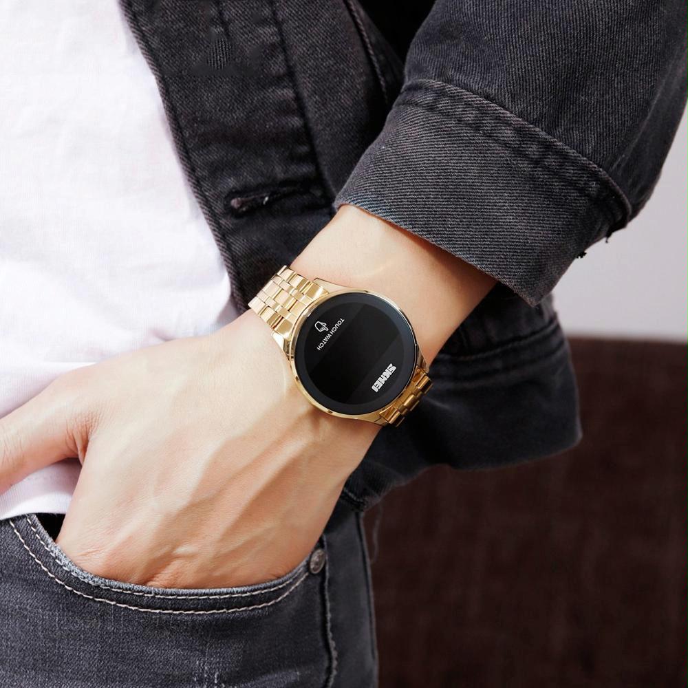 Stainless Steel Led Touch Watch - Rose Gold-1915197983893360646