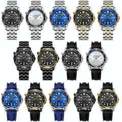 30M Waterproof Men Sports Quartz Watch - White Steel With Luminous Black Surface-1915198283383443457