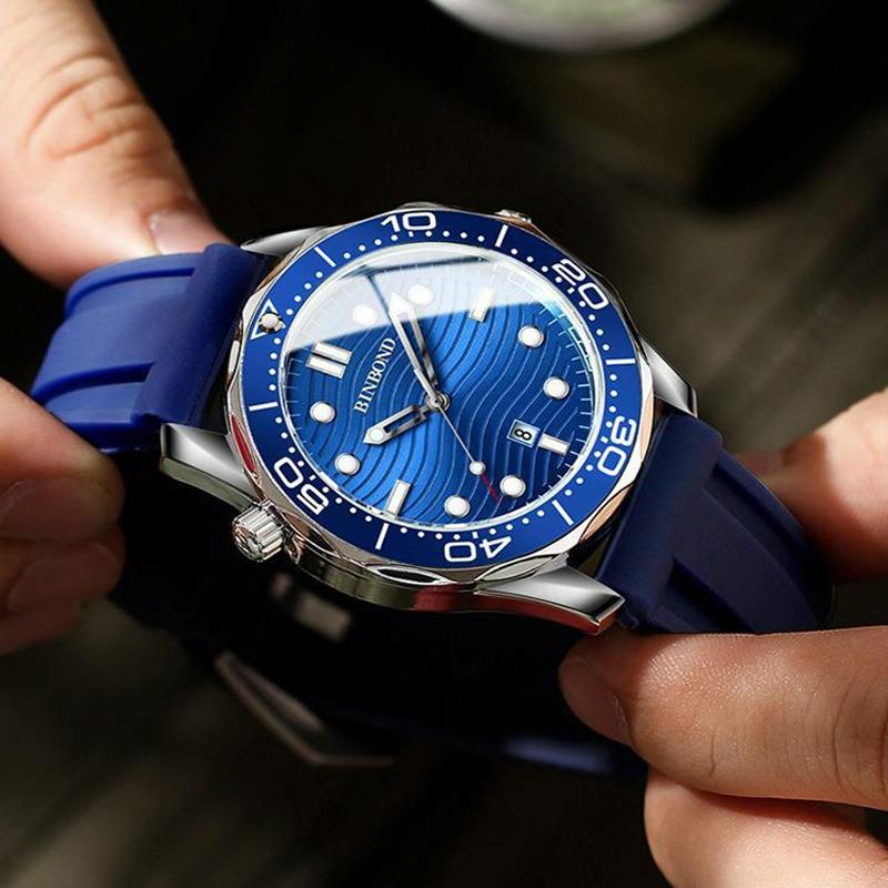 30M Waterproof Men Sports Quartz Watch - White Steel With Luminous Black Surface-1915198283383443459