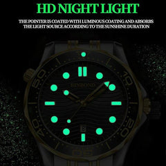 30M Waterproof Men Sports Quartz Watch - White Steel With Luminous Black Surface-1915198283383443461