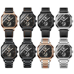 Waterproof Luminous Square Quartz Watch In Black Steel And Rose Gold - 30M-1915197652358795265