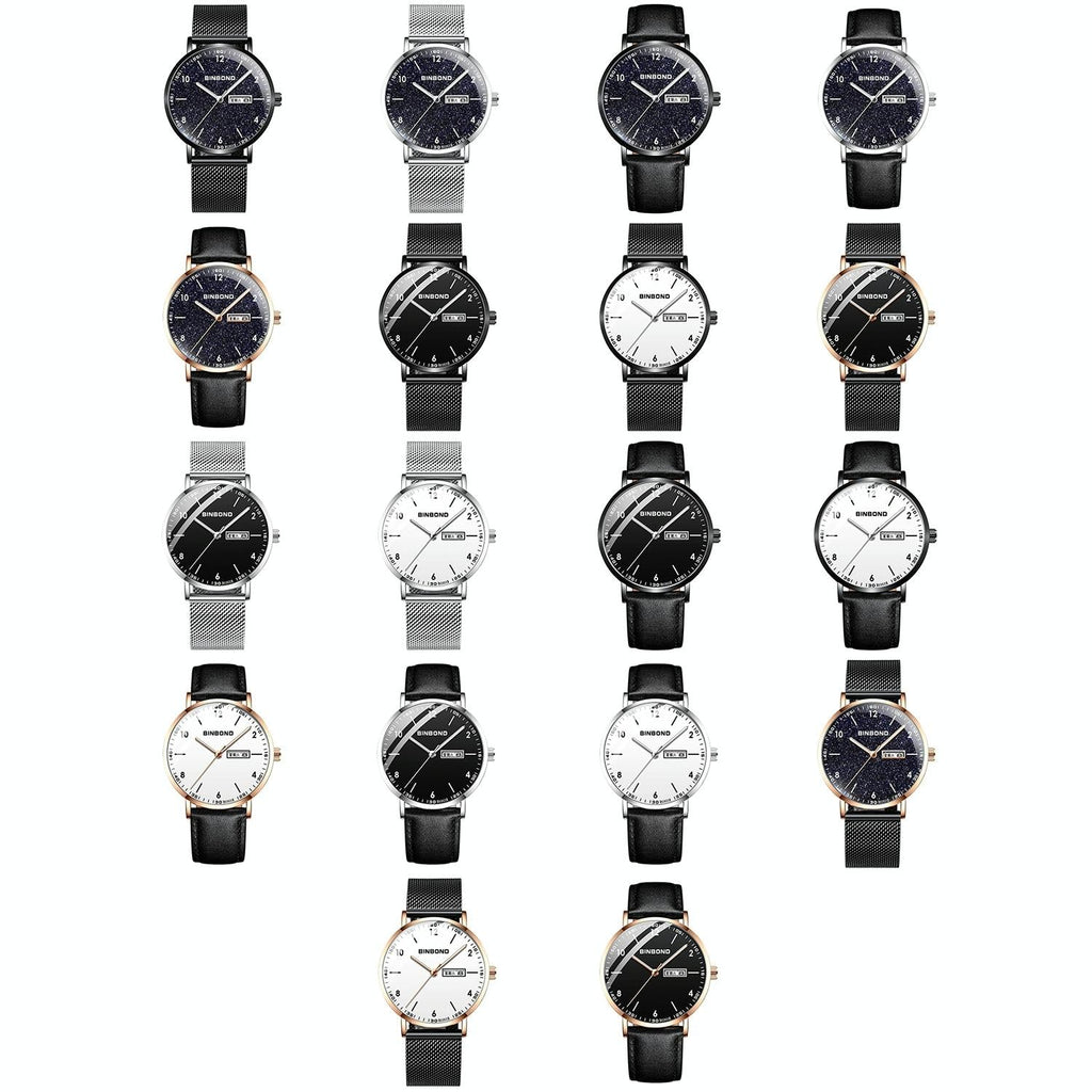 Ultra-Thin Waterproof Quartz Watch With Luminous Starry Design - White Net-1915197864569606145