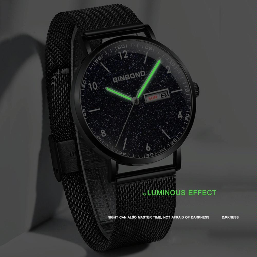 Ultra-Thin Waterproof Quartz Watch With Luminous Starry Design - White Net-1915197864569606147