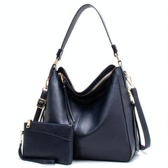 Adjustable Leather Tote With Multiple Compartments - Large Capacity- BLACK-1964932300382801920