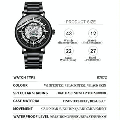 Waterproof Luminous Quartz Watch - Multifunctional Gold-Black-Gold-1915197974863024130