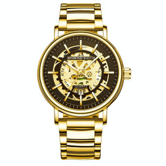Waterproof Luminous Quartz Watch - Multifunctional Gold-Black-Gold-1915197974863024128