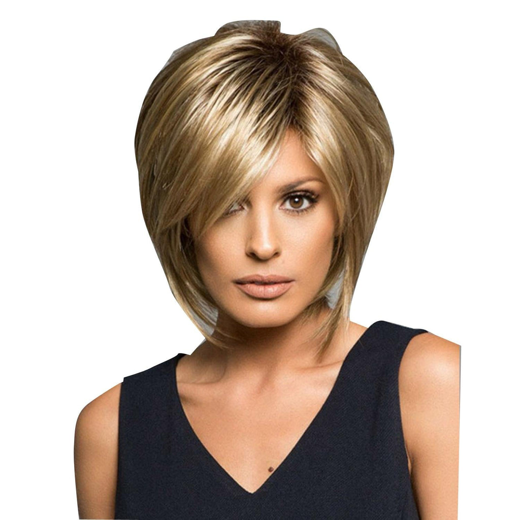 Women Short Curly Silk Wig - Light Gold-1915197691219021824