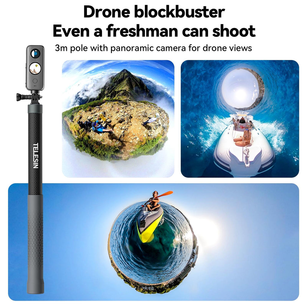 3M Carbon Fiber Selfie Stick Monopod For Action Cameras - 1 / 4 Screw-1915198269802287108
