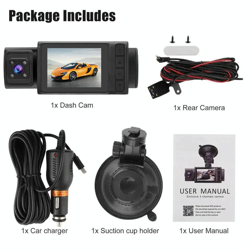 1080P 3-Record Driving Recorder With 2 Screen-1915197761725272073