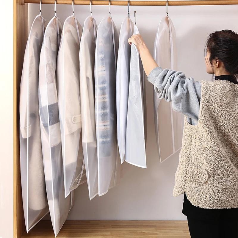 2-Pack Hanging Garment Storage Bags With Zipper - Clear-1915198092488085508