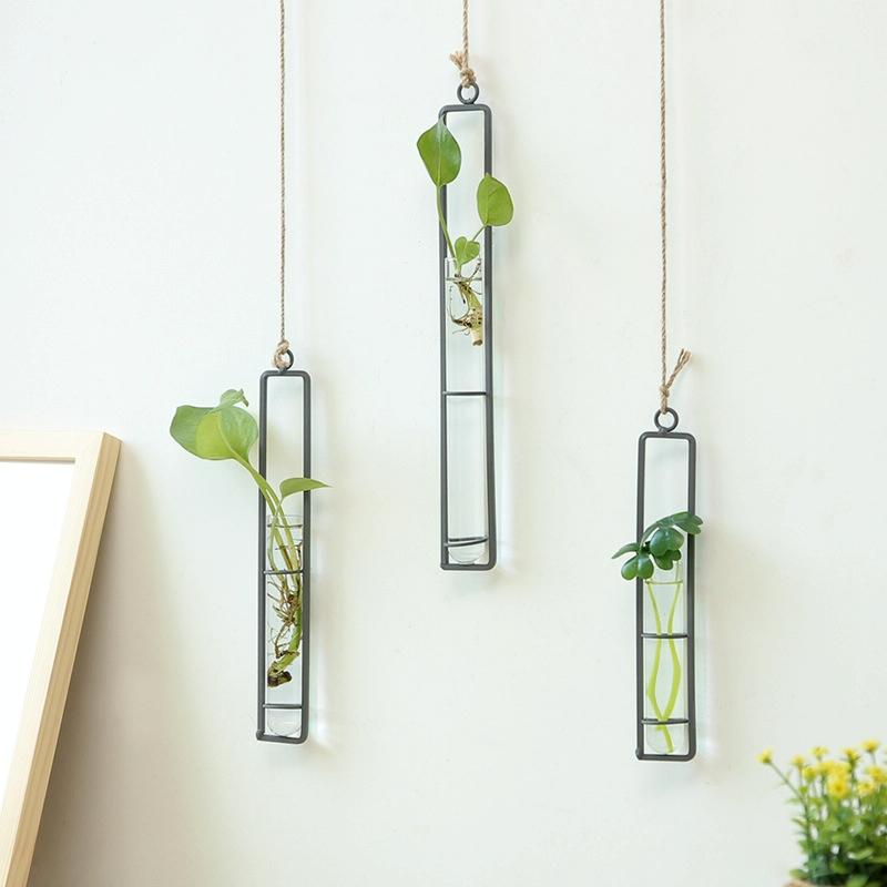 Charming Iron Art Glass Wall Hanging For Home Gardening - Bonsai Decor Accessory M-1915198109969944578