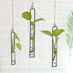 Charming Iron Art Glass Wall Hanging For Home Gardening - Bonsai Decor Accessory M-1915198109969944579
