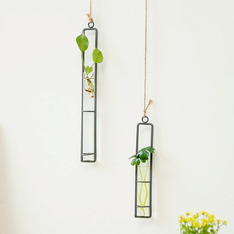 Charming Iron Art Glass Wall Hanging For Home Gardening - Bonsai Decor Accessory M-1915198109969944580