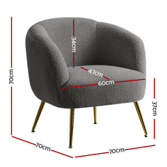 Artiss Armchair Lounge Chair Accent Chairs Arm Armchairs Sherpa Boucle Charcoal