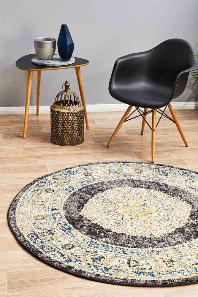 Century 955 Charcoal Round by Rug Culture - 240 x 240 cm - ROUND