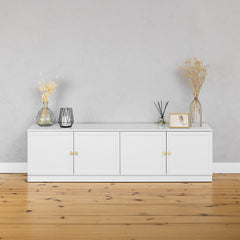 BUCHAREST TV UNIT- WHITE - HAMPTONS - ROUND BRASS