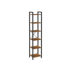 6-Tier Rustic Bookshelf, Brown & Black