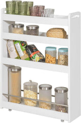 Slimline Rolling Storage Shelf, White