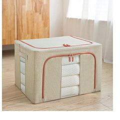 Foldable Storage Box Crushed Steel Frame Clothes Quilt Toys Organizer 60L Random color