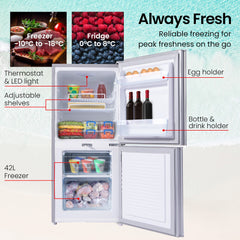 GECKO 119L Upright Portable Fridge / Freezer, 12V/24V/240V for Motorhome and Caravan, Silver
