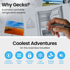 GECKO 119L Upright Portable Fridge / Freezer, 12V/24V/240V for Motorhome and Caravan, Silver