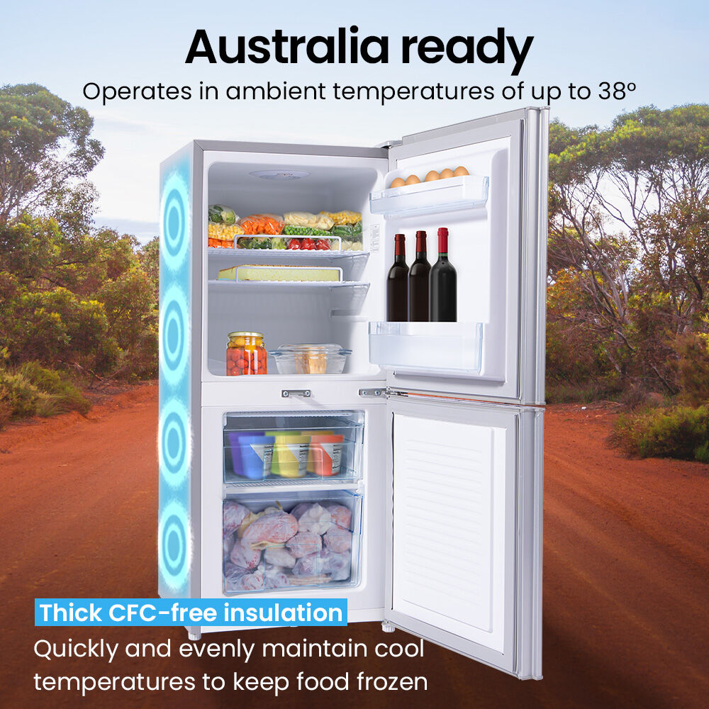 GECKO 119L Upright Portable Fridge / Freezer, 12V/24V/240V for Motorhome and Caravan, Silver