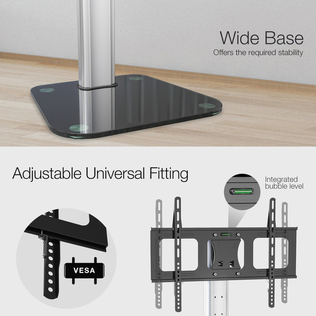 FORTIA Stationary TV Stand Mount for 32-70 Inch Television Screens Adjustable Universal Holds 68kg