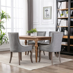 2X Solid Wood Fabric Upholstered Dining Chair Luxury Accent Chairs with Nailhead