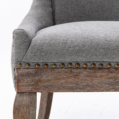 2X Solid Wood Fabric Upholstered Dining Chair Luxury Accent Chairs with Nailhead