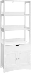 VASAGLE Floor Cabinet with Drawer 3 Open Shelves and Double Doors White