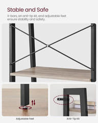 VASAGLE Ladder Shelf 4-Tier Greige and Black LLS44MBV2