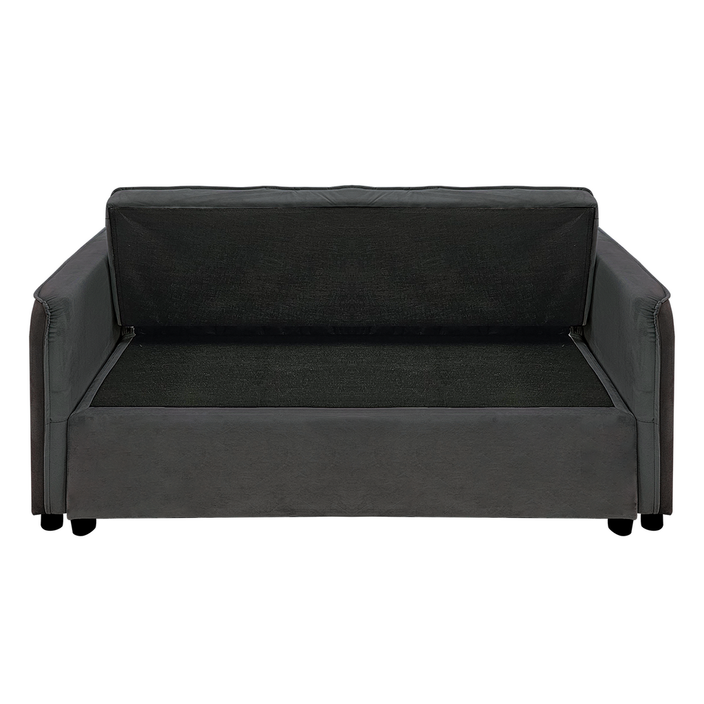 Sarantino Quincy 2-Seater Velvet Sofa Bed in Dark Grey with Wooden Frame and Tufted Design - Dark Grey