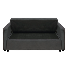 Sarantino Quincy 2-Seater Velvet Sofa Bed in Dark Grey with Wooden Frame and Tufted Design - Dark Grey