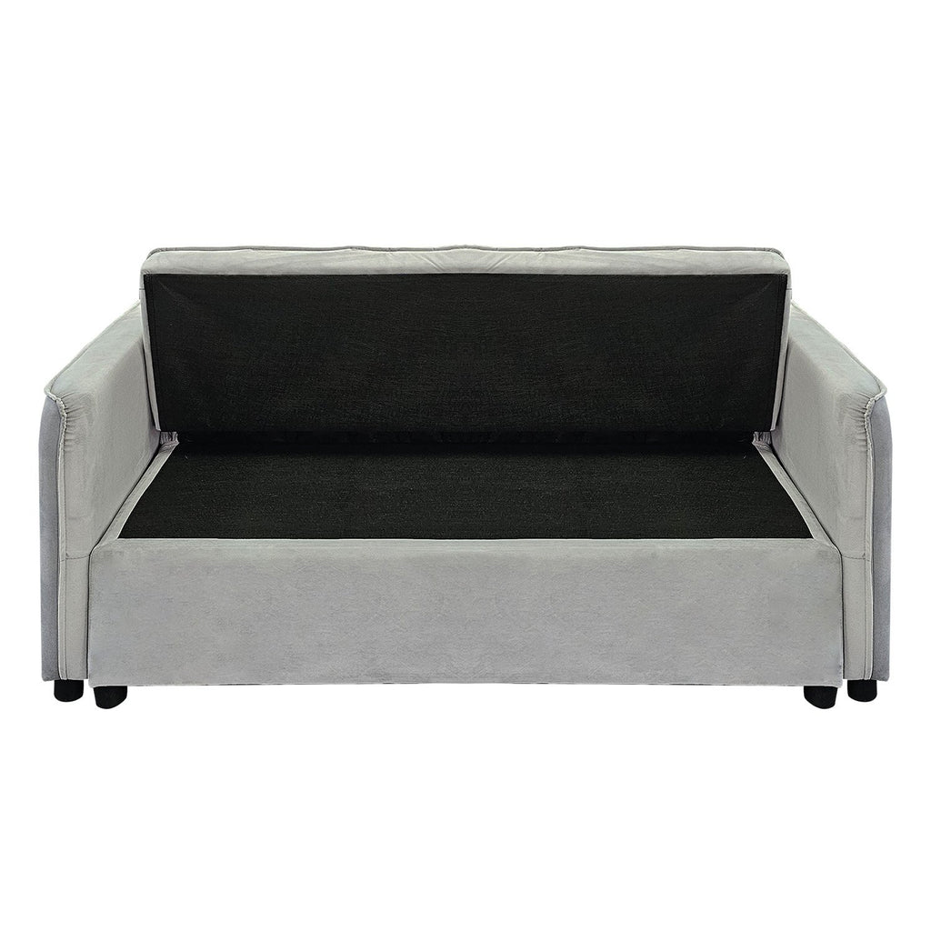 Sarantino Quincy 2-Seater Velvet Sofa Bed in Dark Grey with Wooden Frame and Tufted Design - Light Grey