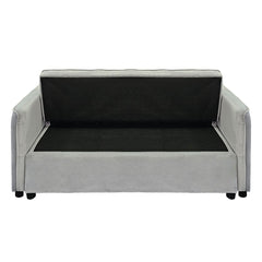 Sarantino Quincy 2-Seater Velvet Sofa Bed in Dark Grey with Wooden Frame and Tufted Design - Light Grey