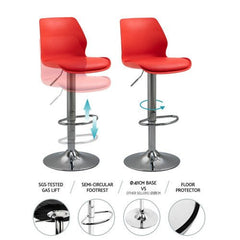 Bar Stools Kitchen Bar Stool Leather Barstools Swivel Gas Lift Counter Chairs x2 BS8404 Red