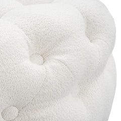 Bouclé White Ottoman-Round
