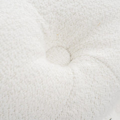 Bouclé White Ottoman-Round