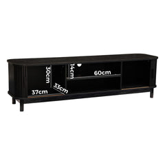 160cm Ribbed Black Entertainment Unit