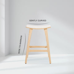2X Wooden Bar Stool Padded Fabric Dining Chair KANSO 65cm BEIGE