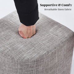 2X Ottoman Stool Linen Fabric Footstool Foot Rest Pouffe Pouf Seat - Dark Grey